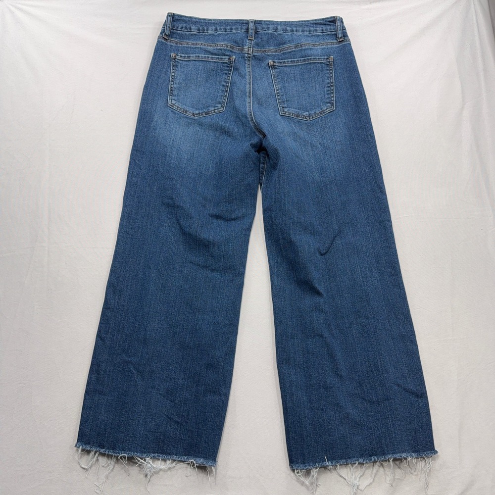 KUT from the Kloth Jeans Meg Wide Leg High Rise Raw Hem Blue Womens 12 - Picture 7 of 9